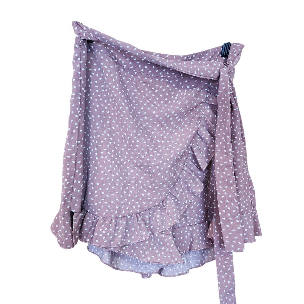 SHEIN Ditsy Floral Print Ruffle Trim Tie Side Wrap Skort Womens size M